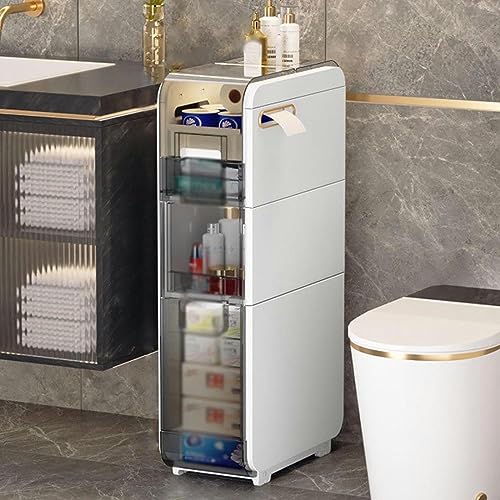 Slim Toilet Paper Storage Cabinet Skinny Bathroom Storage Cabinet Small Bathroom Storage Cabinet Toilet Paper Stand For Small Space 4-Tier Slim T