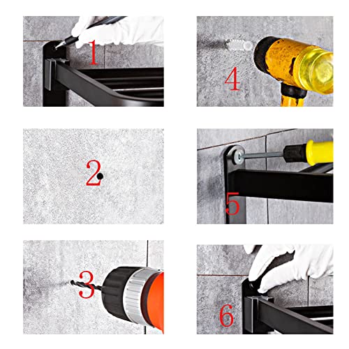 Hoopever 24 Inch Foldable Towel Rack for Bathroom with Hooks Towel Bar, Adjustable Bathroom Lavatory Towel Shelf Wall Mounted, Space Aluminum, Bl