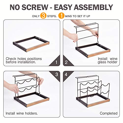 KINGRACK Wine Rack 6 Bottles, Countertop Wine Bottles Holder Racks, Metal Copper Wine Glass Holder, Wine Storage Organizer Free Standing, 2 Tier