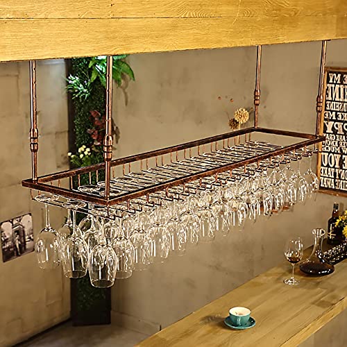 EYLINK Wine Rack Free Standing Hanging Wine Glass Rack Ceiling Upside Down Wine Bottle Rack Kitchen Restaurant Bar Cup Storage Rack Home Decorati