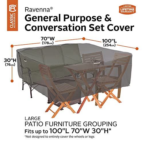 Classic Accessories Ravenna General Purpose Garden Furniture Cover, Dark Taupe/Mushroom/Espresso (254cm, Large)
