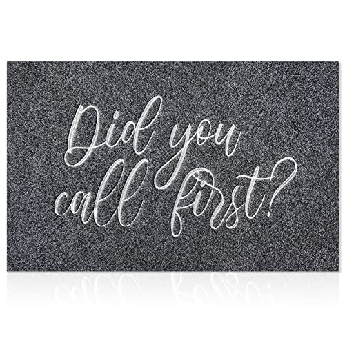JJUUYOU Welcome Mats for Front Door Did You Call First Rugs Outdoor Black Doormat with Non Slip Rubber Rugs Decor for Home Farmhouse Balcony Pati