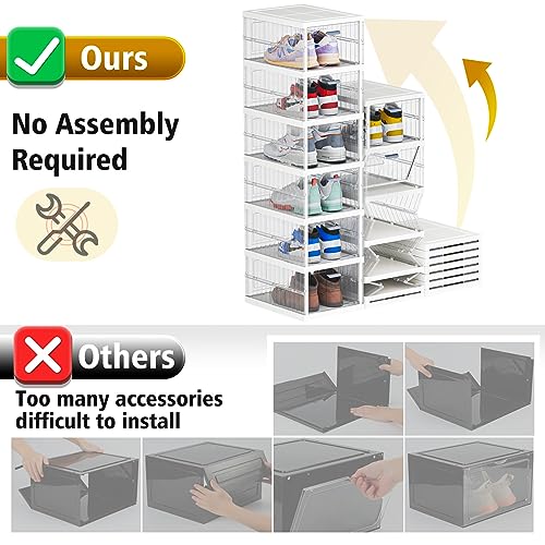caktraie 6 Tier Foldable Shoe Organizer for Closet,Bedroom,Stackable Shoe Storage Box,Installation Free Sneaker Storage,Black