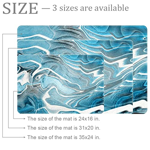 VBFOFBV Door Mat, Outdoor Indoor Doormat, Durable Floor Mat Non Slip Rug, Front Doormat for Entryway, Patio, Marble Texture Modern Art Blue Lines