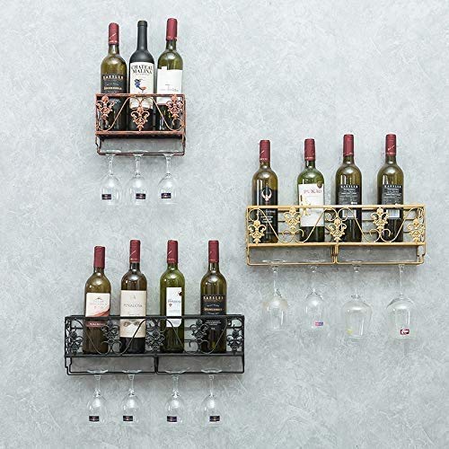 EYLINK Wine Racks,Wine Lovers/Wall Mounted Metal Wine Rack Rustic Wine Shelf Stem Glass Holder & Wine Cork Storage Wine Glass Rack Hanging -Wall