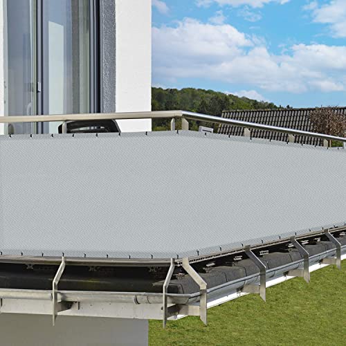 HENG FENG Balcony Screen Privacy Screen 90X500cm PES,UV and Weatherproof for Garden Terrace No Drilling With Ties,Anthracite