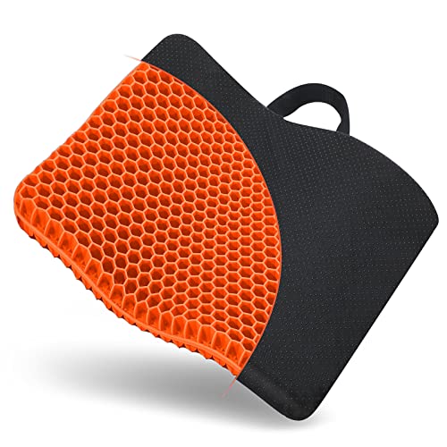 Fzitiy 2023 NewLarge Gel Seat Cushion, Honeycomb Design Double Thick Egg Gel Cushion with Relieving Back coccyx Pain Pressure for Car Office Home