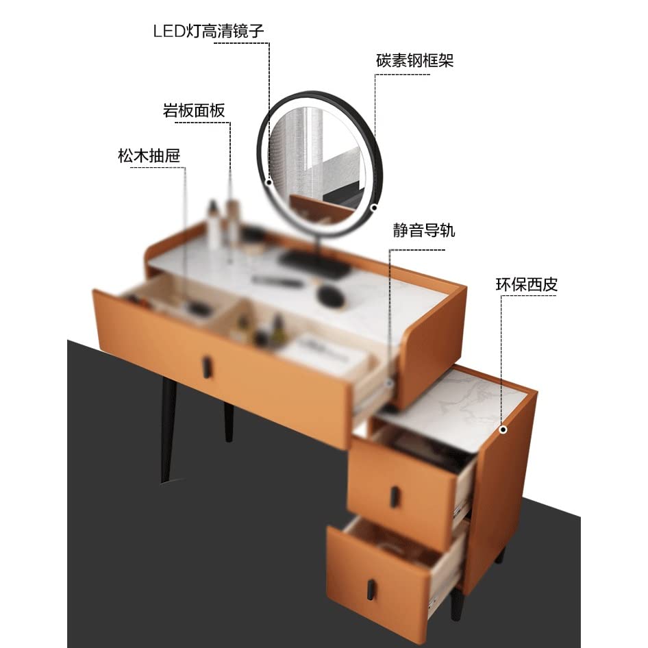 maozi Bedroom Floating Window Rock Slab Dresser Retractable Vanity Table Organizer