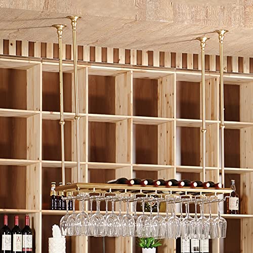 EMISOO Wine Racks Ceiling-Type Wine Bottle Holder, Hanging Wine Glass Racks Goblet Stemware Shelf Wine Storage Display Racks Adjustable Height, G