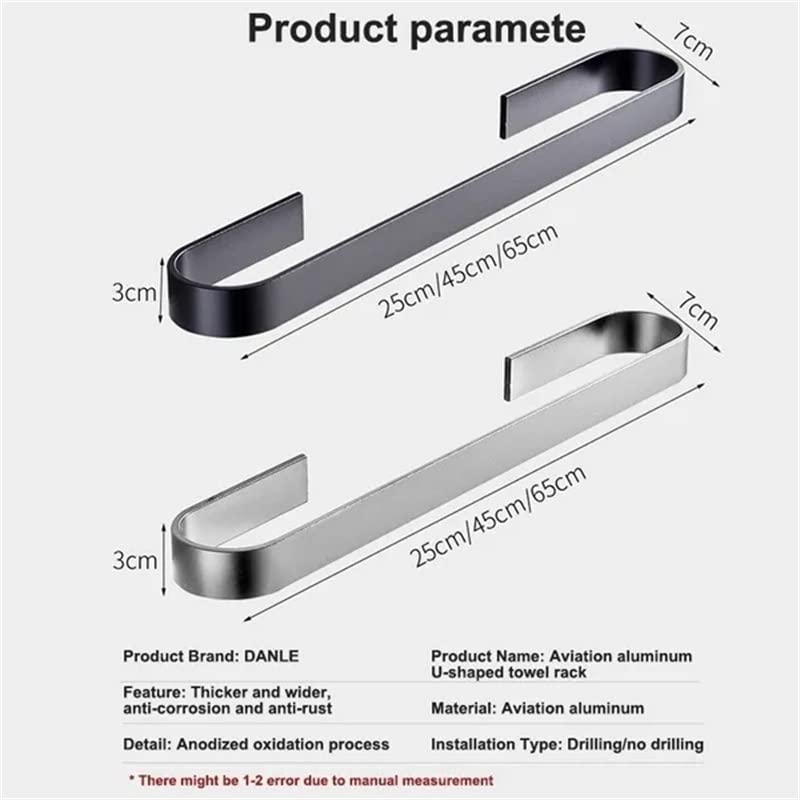 MIAOHY Towel Rail Rack Towel Holder Bathroom Towels Rack Hanger No drilling Towel Rack Bar Towel Rail (Color : Argento, Size : 25 * 7 * 3cm)