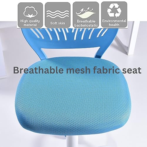 Homy Casa Desk Chair Adjustable Swivel Fabric Seat Ergonomic Task Chair Home Office For Kids Teens without Armrest, Blue
