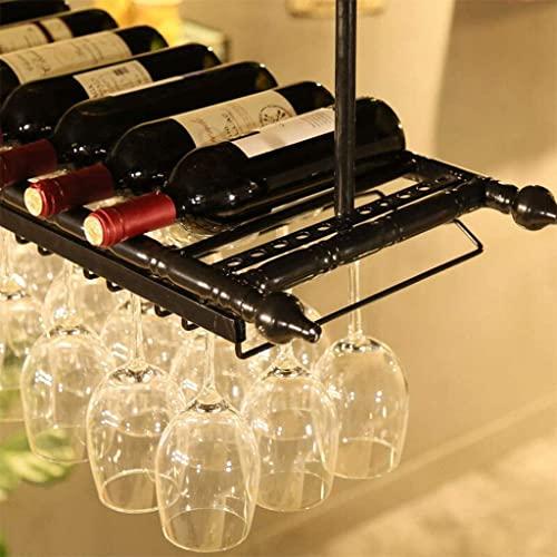 PIBM Assembly Wine Rack Wine Rack Wall Hanging Wine Cabinet Wall Shelf Wrought Iron Wood Bar Restaurant Wine Lattice Home Wine Rack J1030, Black