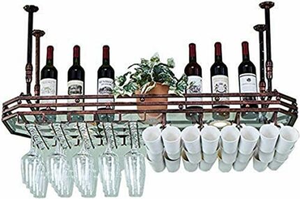 EYLINK Wine Racks,Ceiling Wine Rack Height Adjustable Hanging Wine Glass Rack Bar Creative Wine Rack Upside down Goblet Rack Ceiling Decoration S