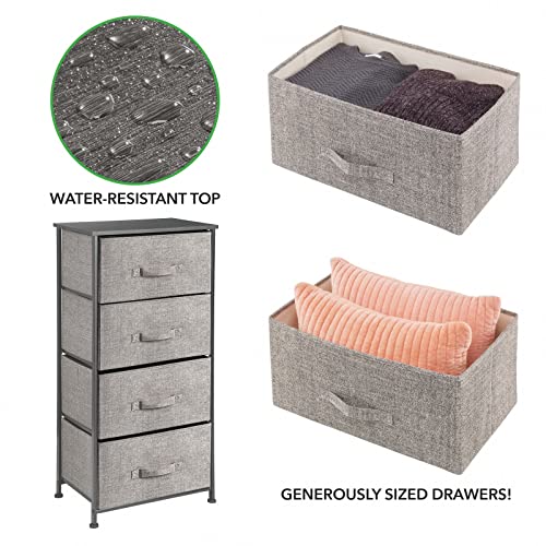 mDesign Chest of Drawers – Bedroom Drawers with 4 Drawers for Clothes, Accessories, Cosmetics – Stylish Bedroom Storage Unit – Black/Dark Grey