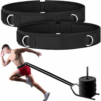 Libima 2 Pcs Weighted Sled Training Waist Belt for Pulling Sled, Sled Workout Equipment Neoprene Padded Belt Exercise Belt Gym Pulley Strap for C