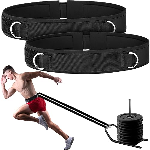 Libima 2 Pcs Weighted Sled Training Waist Belt for Pulling Sled, Sled Workout Equipment Neoprene Padded Belt Exercise Belt Gym Pulley Strap for C