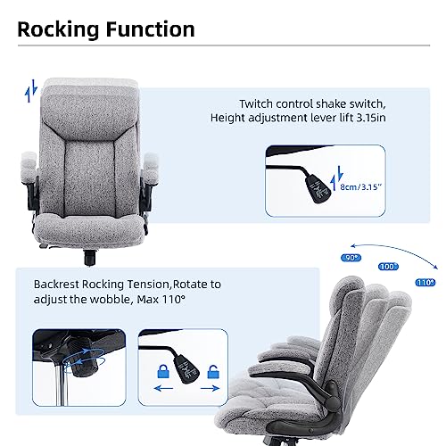 MZLEE Executive Office Chair, Ergonomic Computer Desk Chair Swivel Work Chair with Flip-up Armrest, Adjustable Height, Comfortable for Office Hom