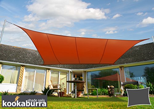 Kookaburra Waterproof Garden Sun Shade Sail Canopy in Terracotta 98% UV Block (5m x 4m Rectangle)
