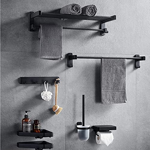 DINGZZ Bathroom Accessories Bathroom Space Aluminum Towel Rack Bathroom Towel Rack Shelf Toilet Paper Holder Six Sets