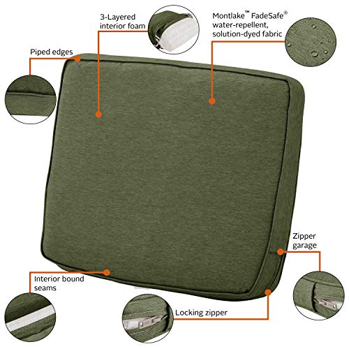 Classic Accessories Montlake Water-Resistant 21 x 22 x 4 Inch Patio Lounge Back Cushion, Heather Fern Green, Outdoor Loveseat Cushions