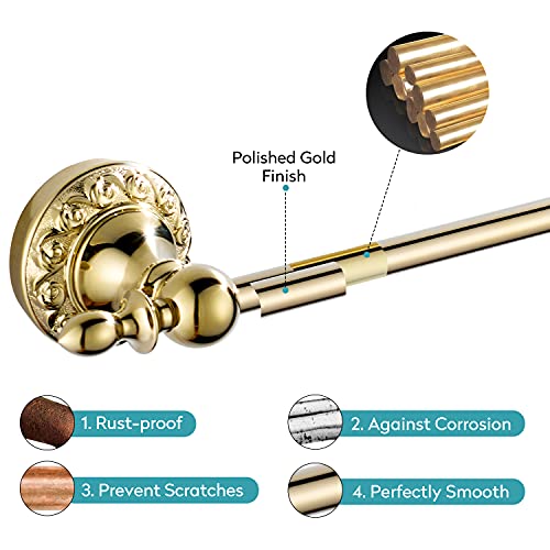 Leyden Polished Gold Towel Ring, Bathroom Hand Towel Holder Wall Mounted Gold Towel Rack Round