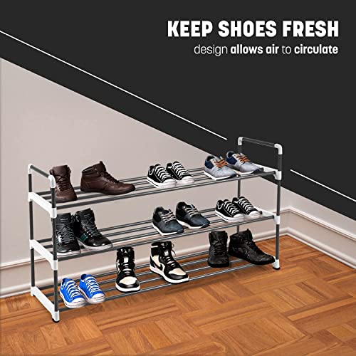LILIKY 90cm Simple Assembly Household Affordable Free Assembly Storage Small Shoe Rack (Color : Schwarz, Size : 3 Tiers)