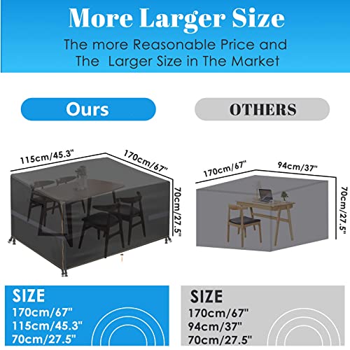 Garden Furniture Cover,170X120X74cm Garden Table Cover 420D Heavy Duty Oxford Polyester Outdoor Patio table Covers Rectangular Cover Windproof,Wa