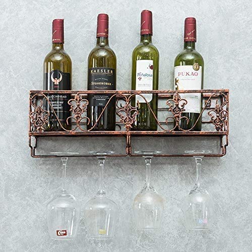 EYLINK Wine Racks,Wine Lovers/Wall Mounted Metal Wine Rack Rustic Wine Shelf Stem Glass Holder & Wine Cork Storage Wine Glass Rack Hanging -Wall
