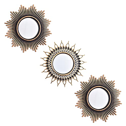Small Wall Mirrors Decorative Set of 3 | Black and Gold Round Mirrors for Wall Decor Bedroom Living Room | Circle Mirror Wall Decor | Decorative