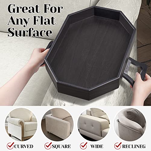 Wantsmart Sofa Arm Clip Table, Sofa arm Tray with Cup Holder, Couch Organizer for Drinks, Snacks, Remotes, Couch Armrest Table, Fits Most Standar