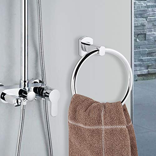 Fishlor Hand Towel Ring, Stainless Steel Towel Holder Wall-Mounted Round Towel Rack Bathroom Toilet Kitchen Storage Accessories
