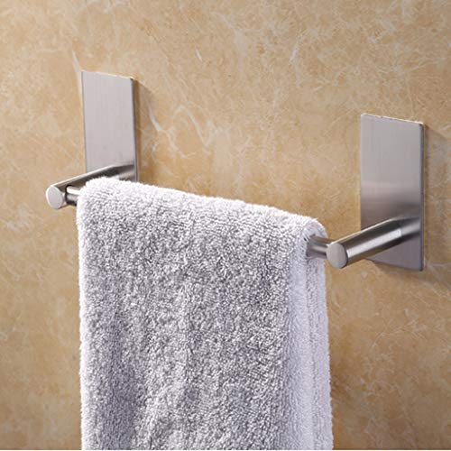 N/A Self Adhesive Single Towel Rail,Stainless Steel Bathroom Towel Holder Tack 30cm,Towel Rails Wall Mounted for Kitchen Bathrooms