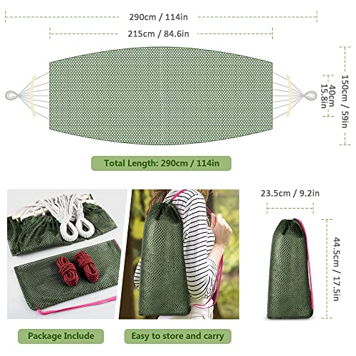 Outdoor Hammock, Super Soft and Breathable, Mesh Hammock Made of Cool Nylon with Wooden for Indoor, Balcony, Garden, Camping, Backpacking