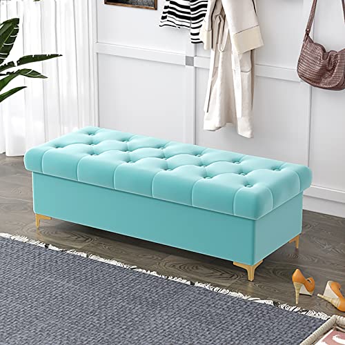 Luxurious Ottoman Bench with Storage,Modern Storage Chest Storage Ottoman Bench for Bedroom Living Room,Velvet Upholstered Storage Bench End of B