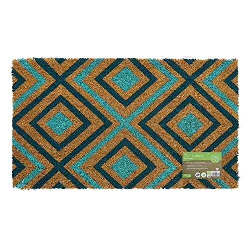 JVL Eco-Friendly Latex Backed Coir Door Mat, Rhombus,Natural,40 x 70 cm Approx.