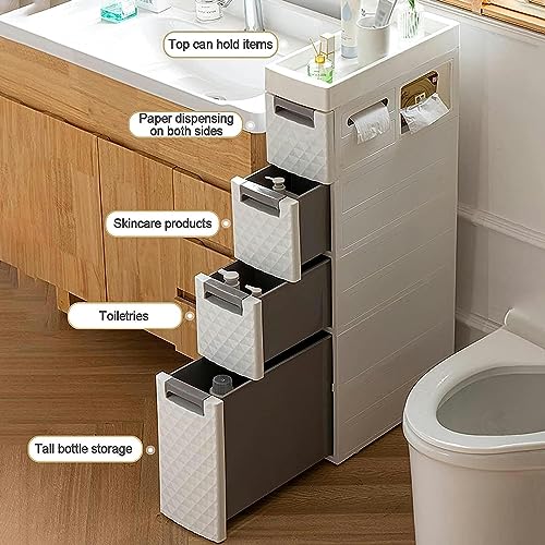 OPSREY White Floor Standing Tall Bathroom Storage Cabinet, Small Space Corner Cabinet for Home Kitchen Living Room Bedroom