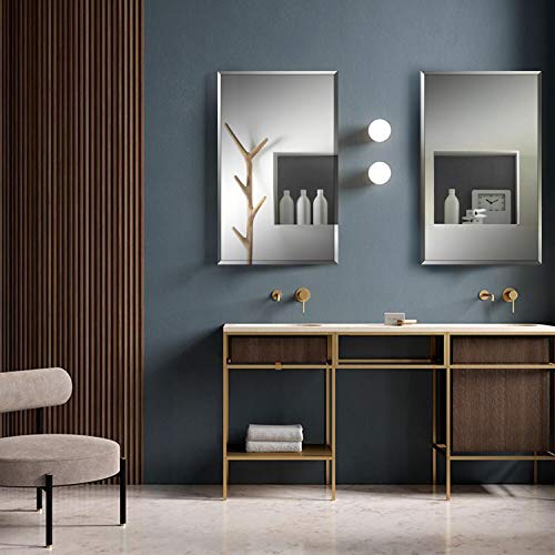 Fundin Aluminum Bathroom Mirror Cabinet Recess Mount or Surface Mount, with Framless Double Sided Mirror Door, 38 x 61 cm