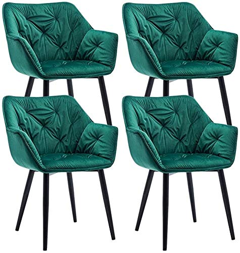 Modern Kitchen Dining Room Chairs Velvet Dining Chairs Set Of 4 Cozy Cushioned Seat Metal Non-Slip Feet Kitchen Chair Living Room Bedroom Makeup