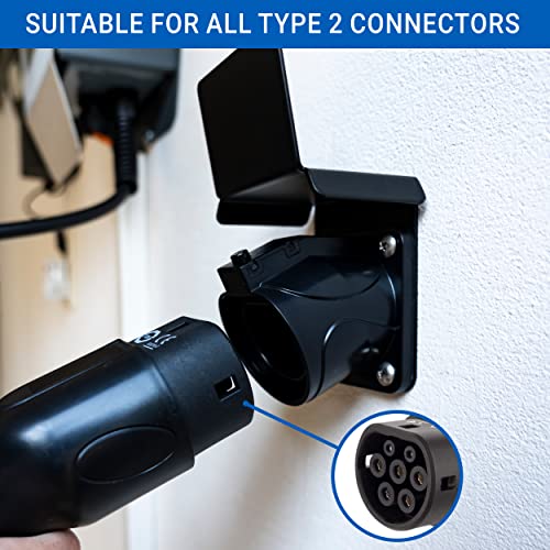 EVify Type 2 Cable Holder • EV Charger Holder • Type 2 Charger Wall Mount • Plug Holder Wall Bracket