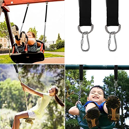 Demarsen Tree Swing Hanging Strap(Set of 2) Swing Straps Hanging Kit with Two Sturdy Zinc Alloy Carabiners Hammock Tree Straps for Swings and Ham