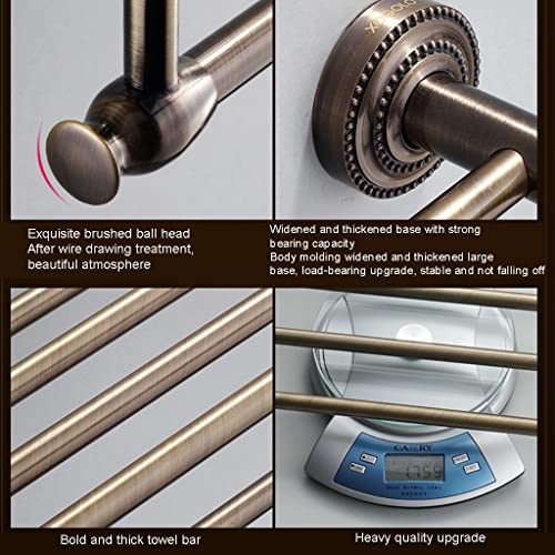 HIGOH Towel Racks,Bathroom Towel Rack Wall Mounted Towel Holder,All Copper Towel Rack,Bronze Bathroom Rack,Wall-Mounted Hardware European Retro B