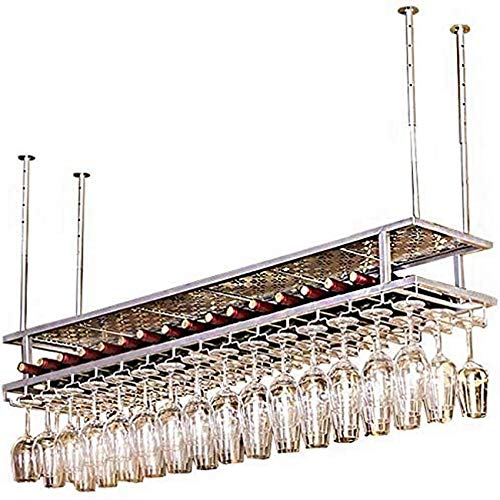EYLINK Wine Racks,Wine Lovers/Household Wine Shelf Cup Holder- Adjustable Height Ceiling Wine Rack Hanging Wine Bottle Holder Wine Glass Rack Gob
