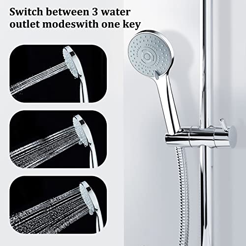 Shower Head with Hose Set, Universal Stainless Steel Shower Hose and Head 2m, Replacement Metal Shower Pipe Cable, High Pressure Shower Head with