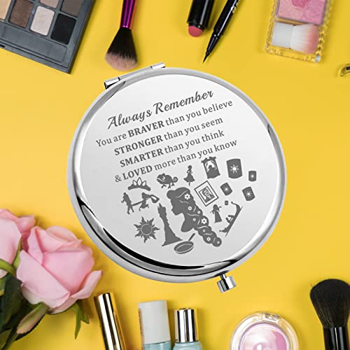KEYCHIN Rapunzel Pocket Mirror Princess Tangled Fans Gifts Always Remember You are Braver Stronger Smarter Than You Think Compact Makeup Mirror f