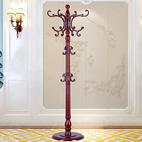 KRHINO Clothes rack and hat rack Coat rack solid wood floor-standing hangers bedroom coat rack home hanging bag rack Suitable for living room