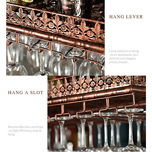 PIBM Bar Fashion Creative Wine Glass Rack Suspension Wine Rack Ceiling Wine Bottle Rack European Style Goblet Holder Ktv J1022, Black , L120×W35c