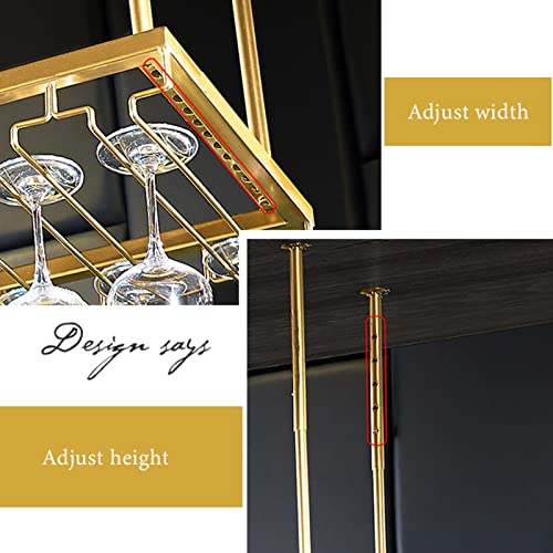 SUCHETA Hanging Wine Rack Wine Glass Holder, Ceiling Decoration Stemware Holder, for Bars, Restaurants, Kitchens Wine Bottle Rack/Shelf, Adjustab