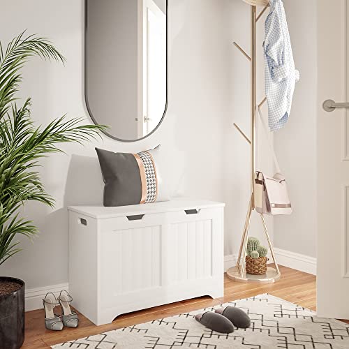 Meerveil Storage Chest, Wooden Box with Lid, Large Capacity Multi-Purpose Organizer-Toy Blankets Clothes, 72 x 36 x 48 cm, for Bathroom Living Ro