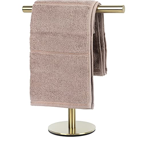 Bath Hand Towel Holder Standing, T-Shape Towel Bar Rack Stand, SUS304 Stainless Steel Brushed Finish,Tower Bar for Bathroom Kitchen Vanity Counte