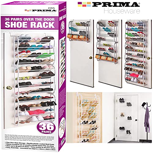 NTI PRIMA Over The Door Shoe Rack | Hanging Organizer Storage Space Saver Shoes Hanger 12 Tier Shelf Stand Multi-layer Box Easy Installation Hall